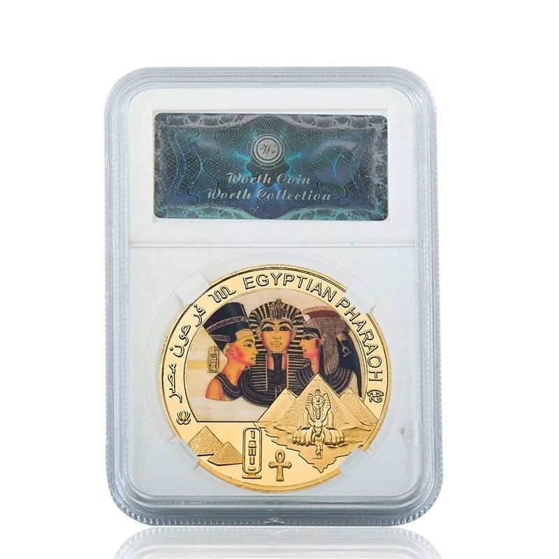 Commemorative Challenge Coins Egyptian Pharaoh Gold Plated Craft Souvenir 1.57in
