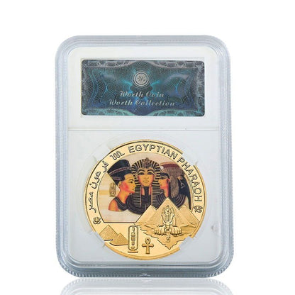 Commemorative Challenge Coins Egyptian Pharaoh Gold Plated Craft Souvenir 1.57in
