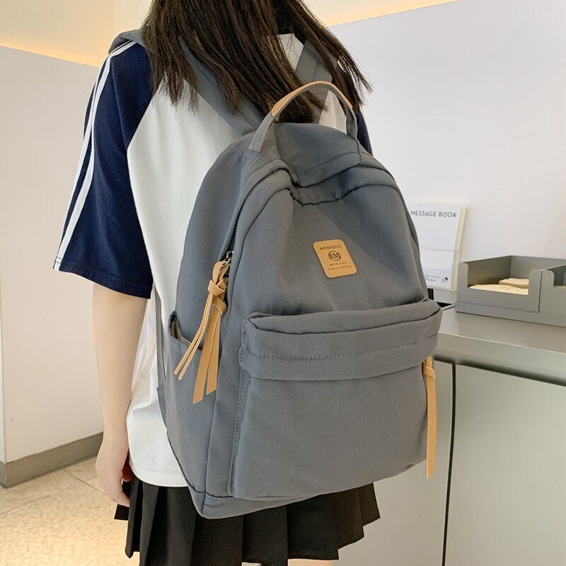30*13*40 CM Waterproof Backpacks Nylon Student Bags Purse Green/Khaki/Gray/White
