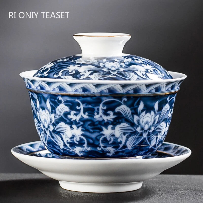Jingdezhen blue and white porcelain tea bowl handmade ceramic teacup -