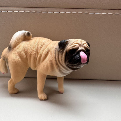 Realistic Pug Dog Figurine 9x5cm Solid PVC Funny Pet Model Kids Toy Decor