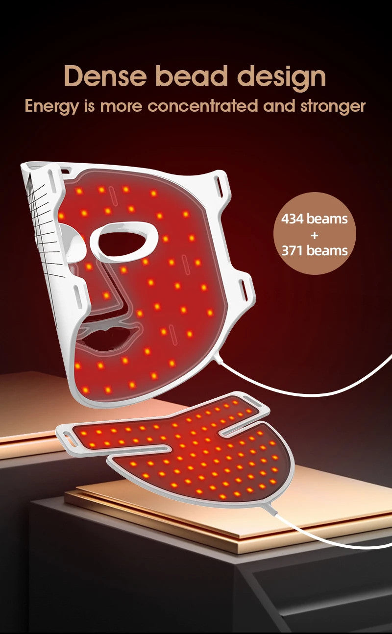 LED Face Mask-Therapy for Facial Skin Care, Wrinkle Reduction Neck Beauty Device