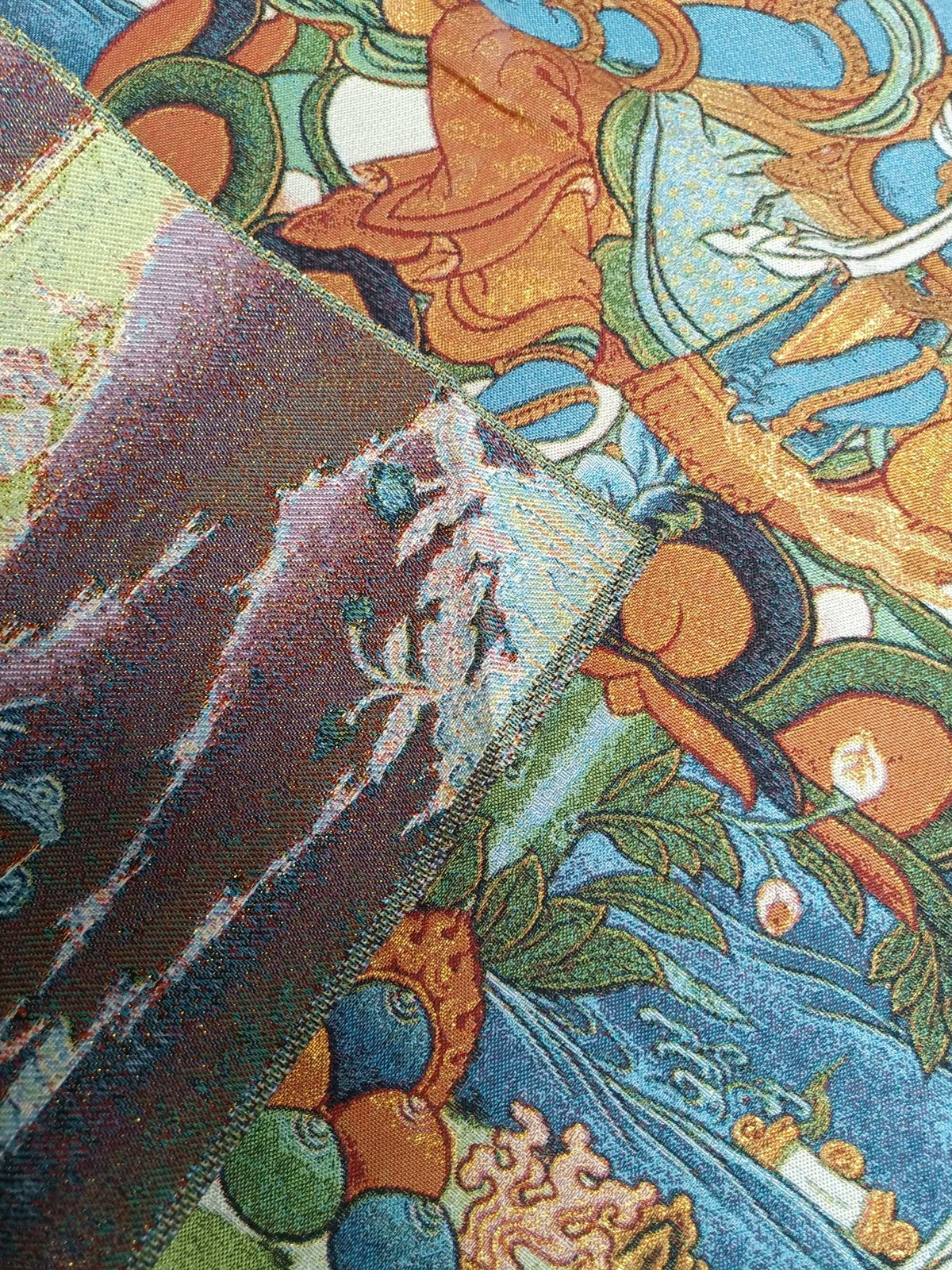 36" Tibet Tibetan Cloth Silk Buddhism Blue Tara Guanyin Tangka Thangka Mural