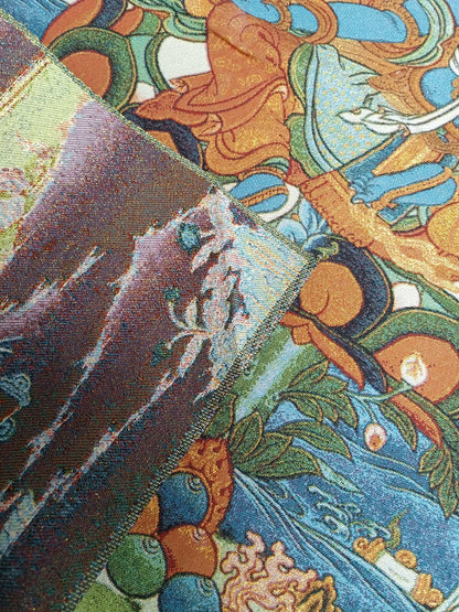 36" Tibet Tibetan Cloth Silk Buddhism Blue Tara Guanyin Tangka Thangka Mural