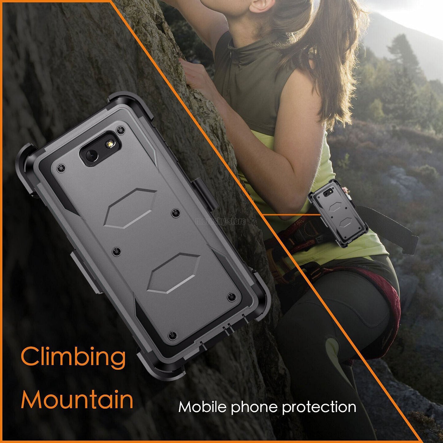 For Samsung Galaxy J7 2017 Sky Pro Rugged Clip Holder Case Cover, w/ Accessories