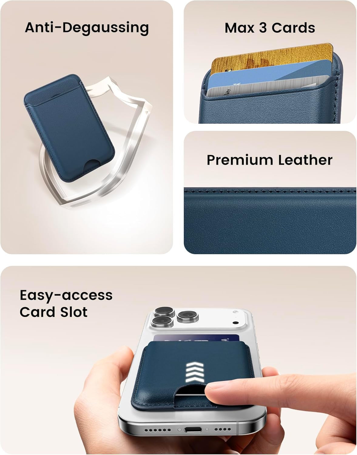 Magnetic Mag-Safe Wallet Cell Phone Card Holder for Phone Case with Mag-Safe, St