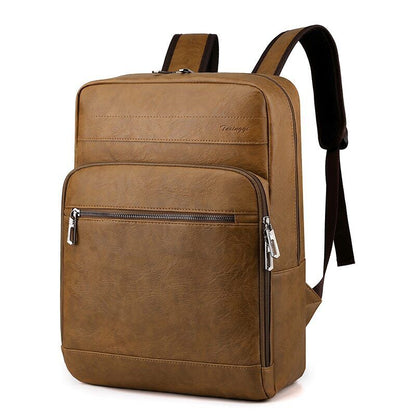 Multifunctional Backpack Men PU Leather Laptop Backbag Portable Travel Bag Male