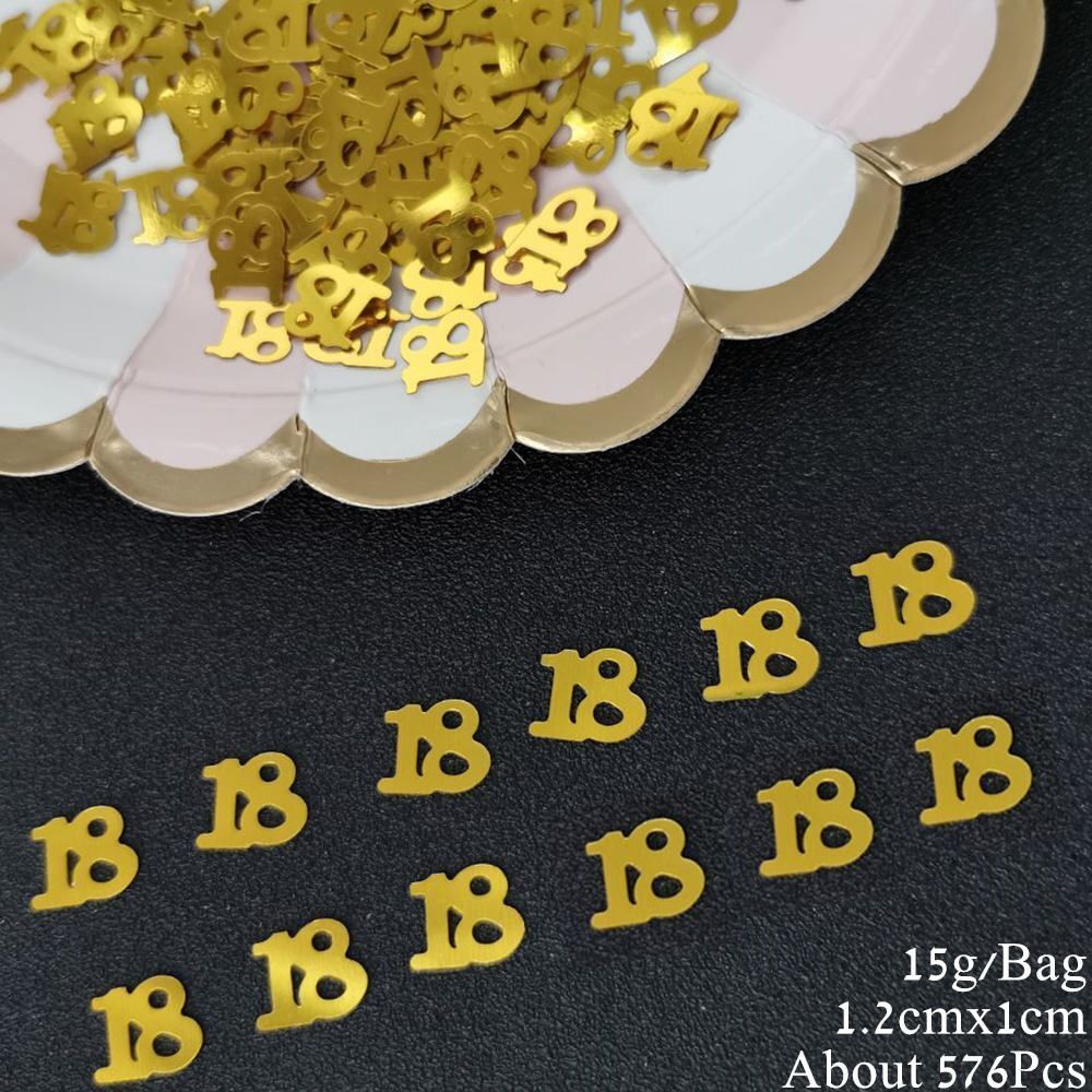 Number 18 Confetti 15g PVC Sequin Birthday Party Anniversary Event Balloon Decor