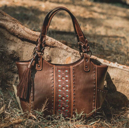 Women Concealed Carry Fringe Studs Large Tote Hobo Handbag Purse Shoulder Bags
