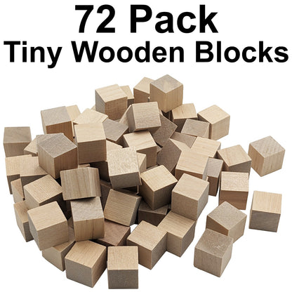 72 Pack ¾-inch (0.75") Wood Blocks, Mini Unfinished Wooden Cubes for Crafting