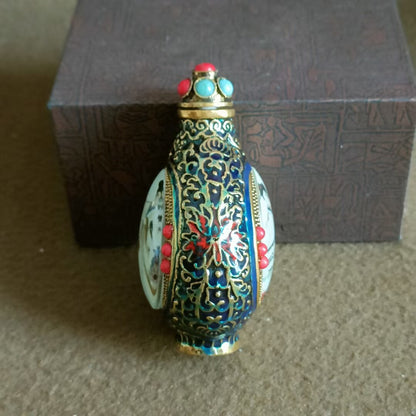 chinese carved snuff bottle Inlaying Sexy Woman enamel Painted glow-in-the-dark
