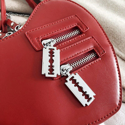 Gothic Heart Shape Crossbody Chain Bag Shoulder Purse Handbag Wallet Polyester