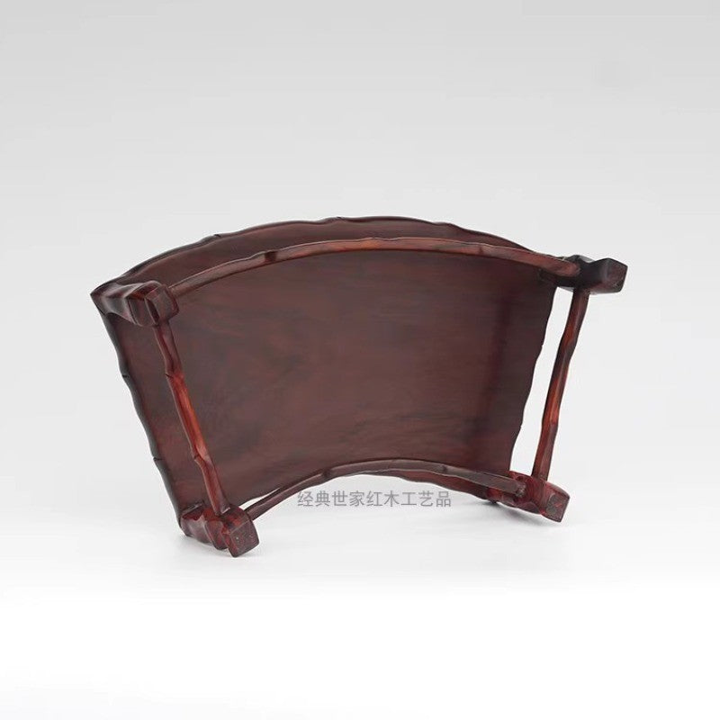 Rosewood Fanshaped Display Table Rack Vase Bonsai Artwork Statue Base Home Decor