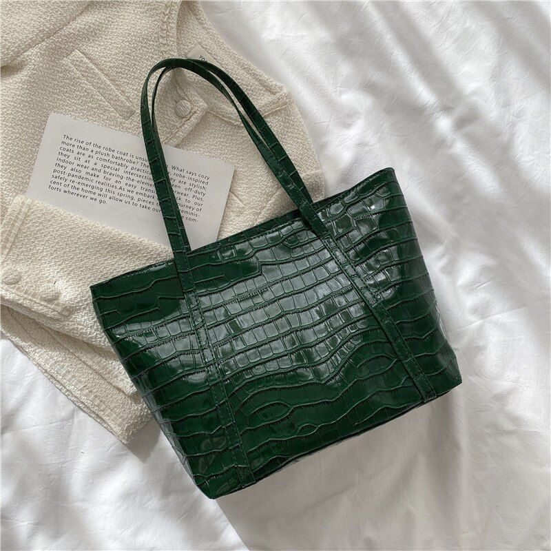 Vintage Handbags Stone Tote Shoulder Bag Large Synthetic Leather 26*12*29.5 CM