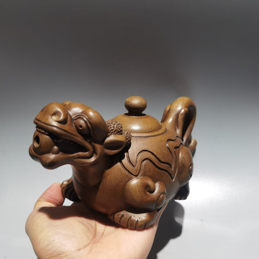 Chinese Vintage Yixing Zisha Clay Dragon Statue Zisha Teapot Tea Set Collection