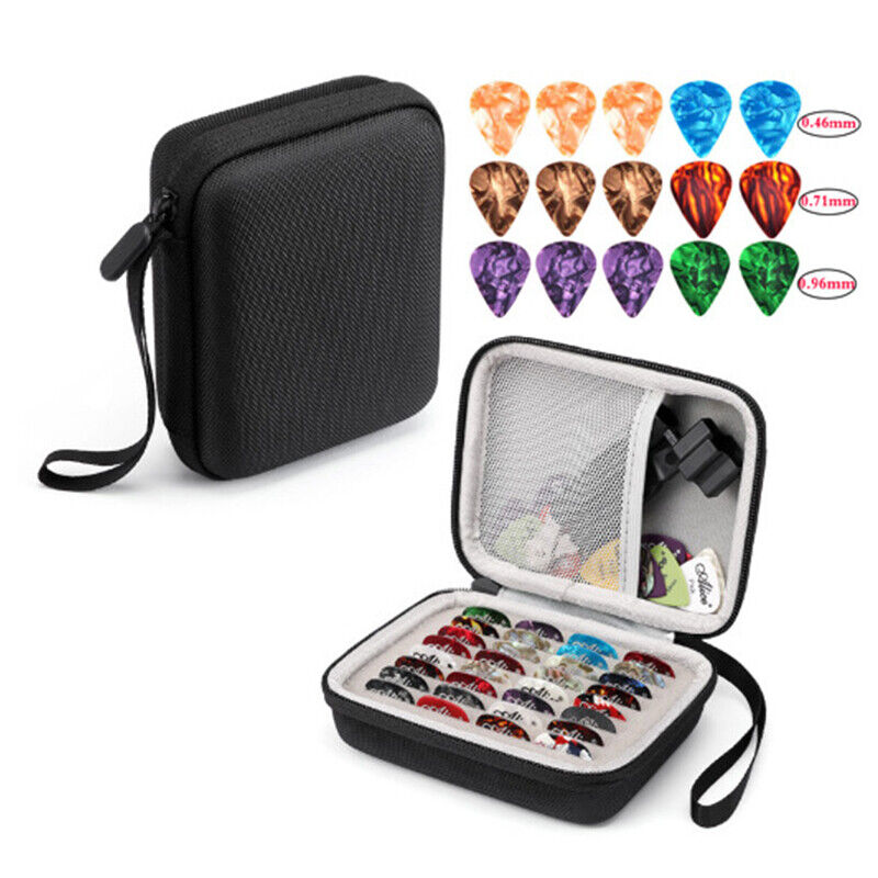 16pcs Guitar Pick Holder Case Box W/ Pick Capo Tuner Strings Storage Pouch Bag