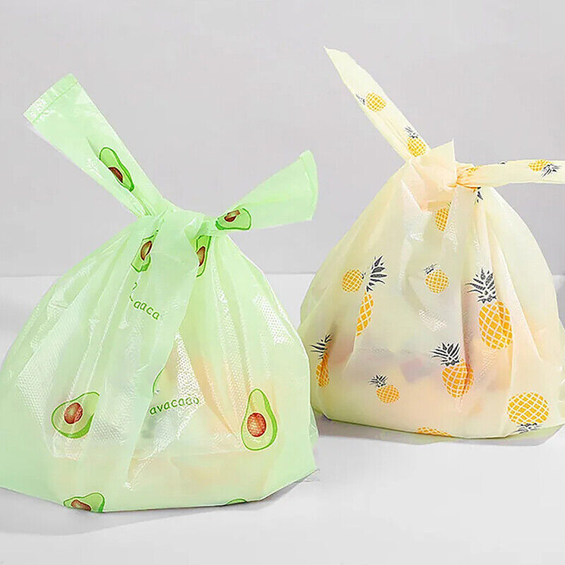 50Pcs Cute Fruit Plastic Bag Carry Out Bags With Handle Food Packaging Storage