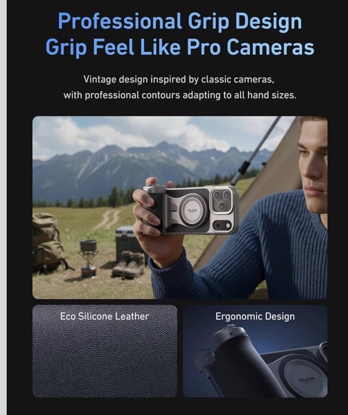 TELESIN Magnetic Master Grip Kit for iPhone 17 Pro Case And Grip Open Box SMALL