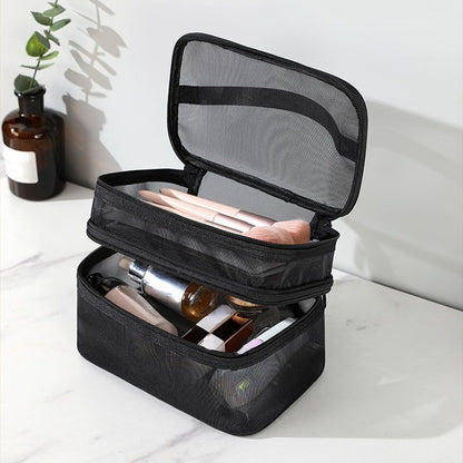 Luxury Clear Makeup Bag Mesh Cosmetic Purse Organizer Transparent Traveling Case