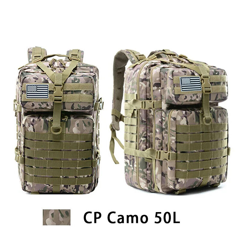 Men's Tactical Backpack 50L Outdoor Bug Rucksack Hiking Camping Hunting Bag