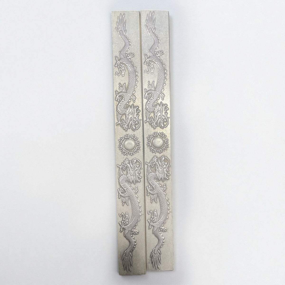 White Copper Silver-Plated Dragon Book Weights - Wenfang Retro Decor
