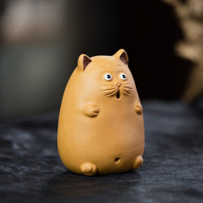 Yixing Purple Clay Tea Pet Cute Cat Zisha Tea Accessories
