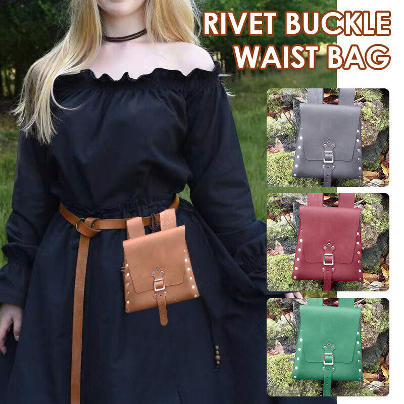 Medieval Retro PU Leather Pouch Renaissance Bag Waist Belt Purse Cosplay