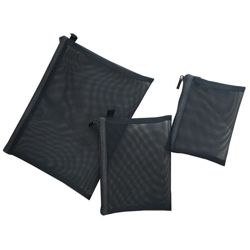 1PC Makeup Bag Cosmetics Mesh Black Pencil Case Women Tool Kit Bag Storage Pouch