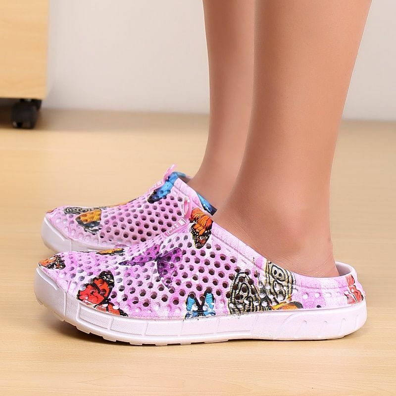 Summer Sandals Mesh Shoes Breathable Beach Slippers Water Hollow Wading Rubber