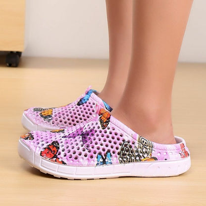 Summer Sandals Mesh Shoes Breathable Beach Slippers Water Hollow Wading Rubber