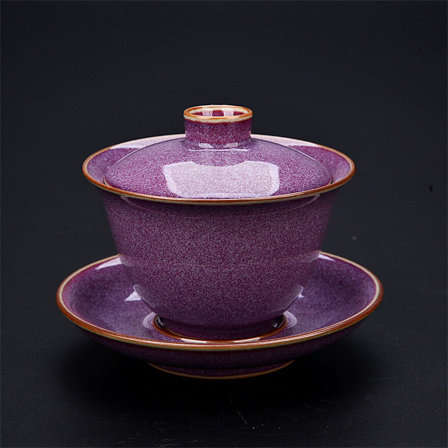 Ru Kiln Gaiwan Tea Cup Ice Crack Glaze Sky Blue Retro Sancai Kung Fu Tea Bowl
