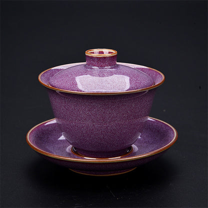 Ru Kiln Gaiwan Tea Cup Ice Crack Glaze Sky Blue Retro Sancai Kung Fu Tea Bowl
