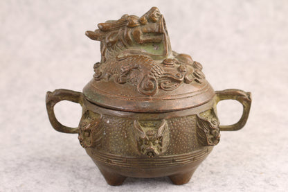Rare Bronze Dragon Buddha Statue Figure Incense Burner Table Decor Tea Pet