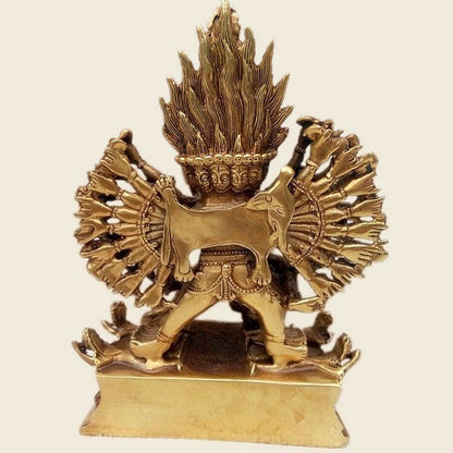 8" New Buddhist Brozne Gilt Buddha Yamantaka Yama Dharmaraja Buddha Statue