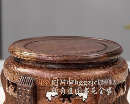 Solid Wenge Wood Display Rack Round Base Statue Art Bonsai Vase Holder Decor