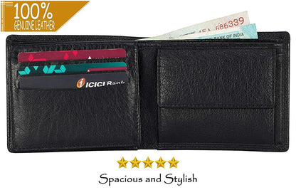 Brand New Authentic RFID Blocking Black BI-Fold Genuine Leather Mens Wallet