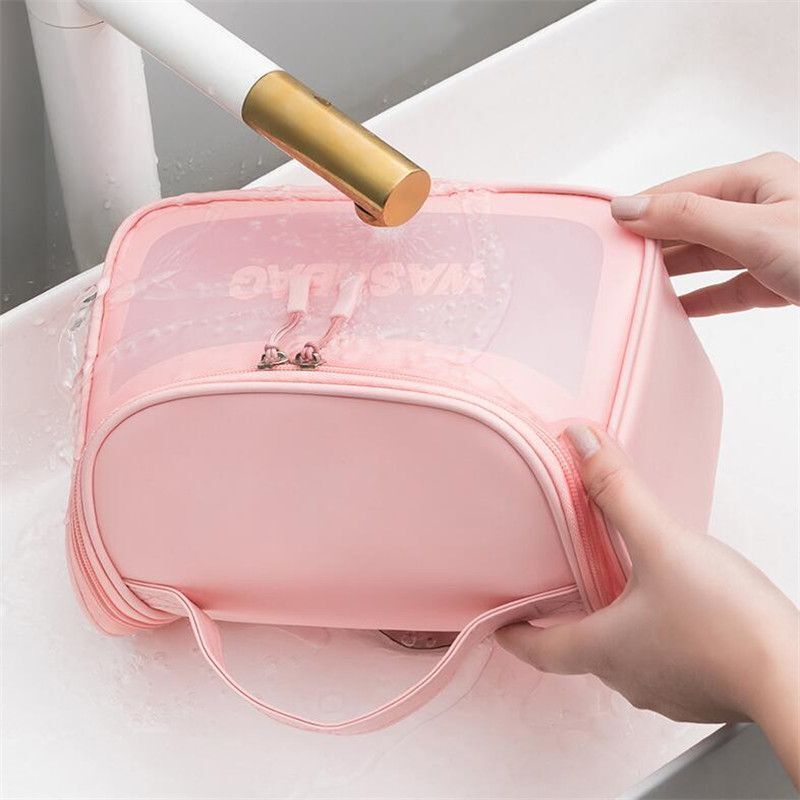 Travel Waterproof Cosmetic Bags Hook Wash Makeup Pouch Organizer Storage Cases