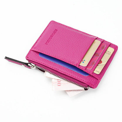 Unisex ID Card Holder Business Credit Card Case Portable Zippper Wallet Leather