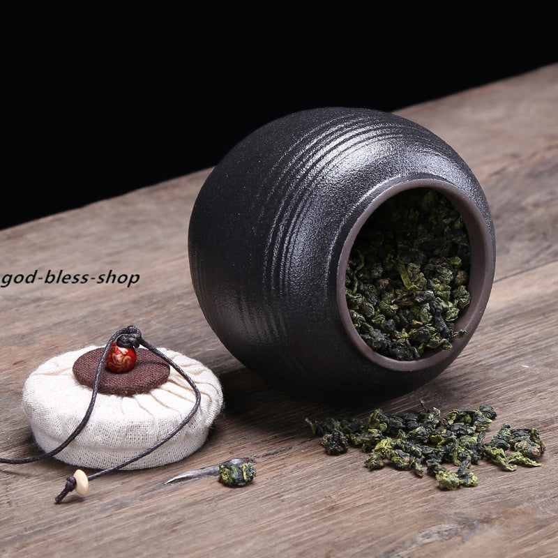 Pottery Tea Caddy Small Size Holder For Tea Chinese Ceramic Tea Canister New