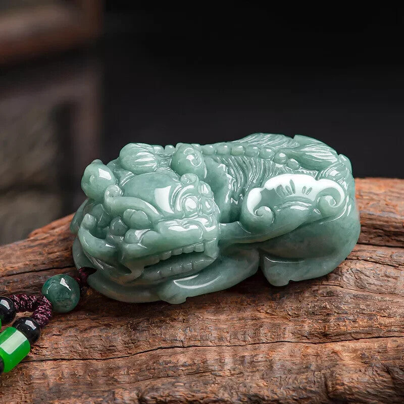 Real Grade A Natural Green Jade Jadeite Men Women Gift Pixiu Bead Lucky Pendant