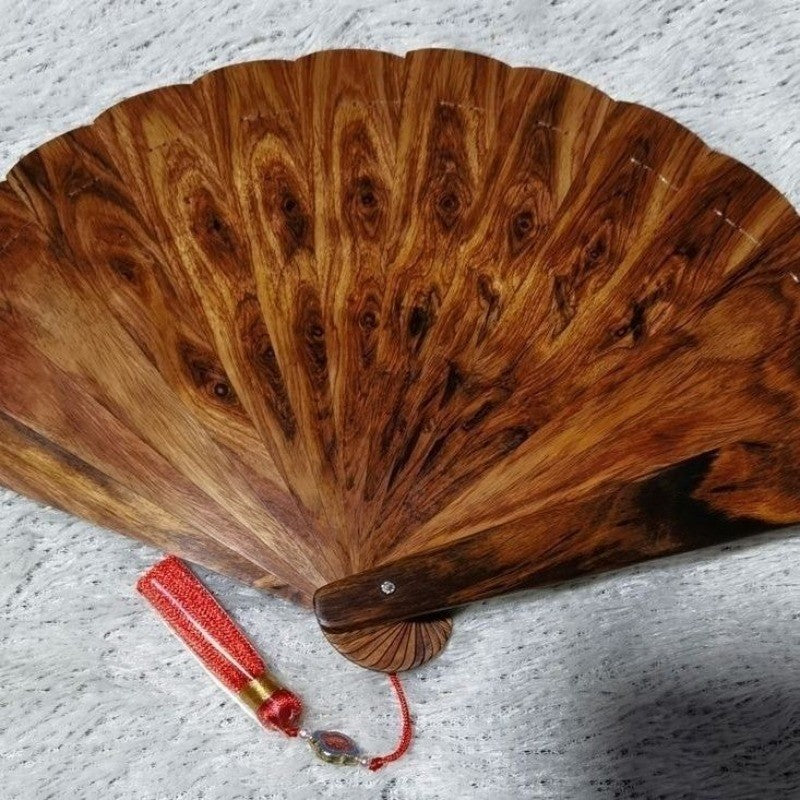 Premium Hainan Huanghuali Ghost Eye Folding Fan 18x31cm