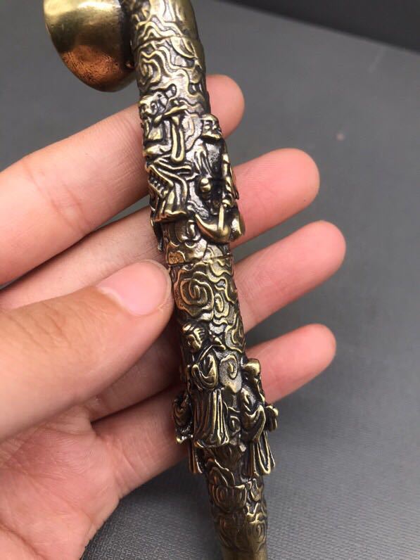 Brass Eight Immortals Pipe Handle Cigarette Rod Dry Cigarette Bag Cigarette Set