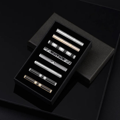 Tie Clips 8Pcs Copper Short Pins Set W/ Gift Box Accessories Men Shirt Cufflinks