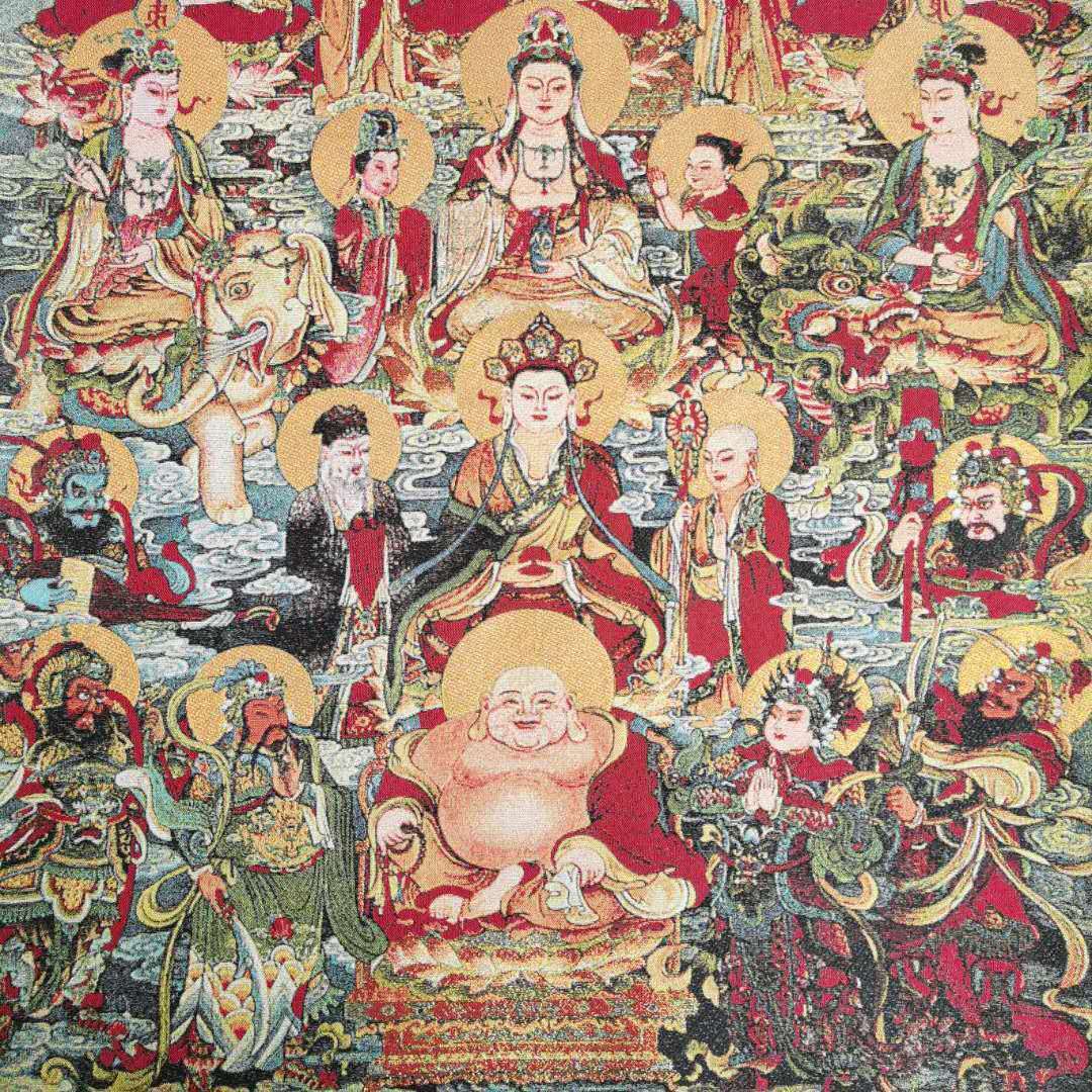 36"in Tibet Tibetan Cloth Silk Buddhism 10000 Buddha Picture Tangka Thangka