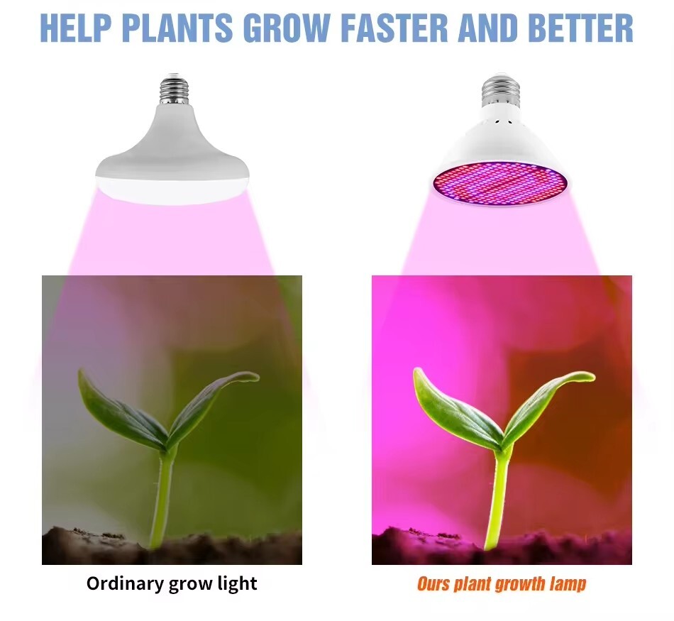 300LED Grow Light Bulb Full Spectrum Light for Indoor Plants Flowers Veg Growing