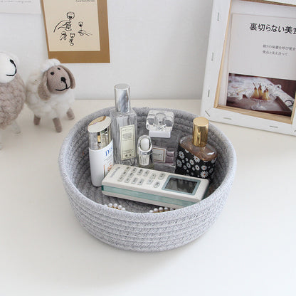 3X Rope Storage Baskets For Organizing Small Cotton Woven Decorative Basket grey