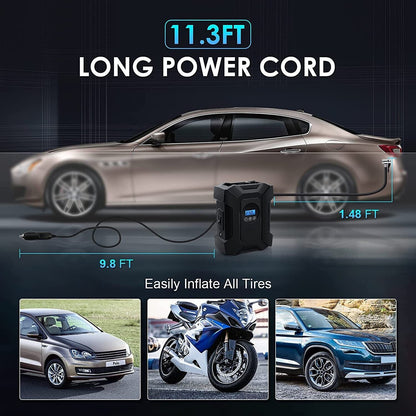 Car Tire Air Compressor Portable Electric Air Pump 12V Inflator Car LED Light