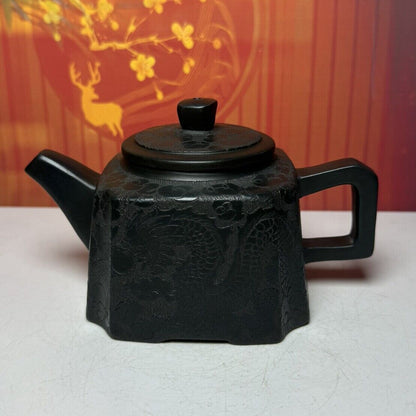 Vintage Chinese Yixing Purple Clay Teapot Zisha Ceramic Dragon Phoenix Teaware