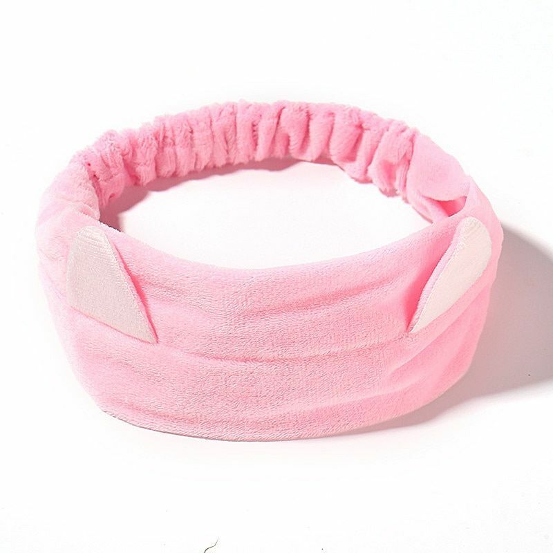 Hairbands Wash Face Women Soft Warm Coral Fleece Bow Animal Ear Hair Accessories