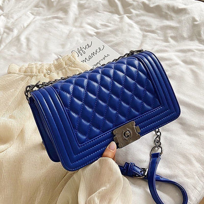 Chain Shoulder Bag V-Line Leather Crossbody Bags Lock Messenger Handbag 9 Colors